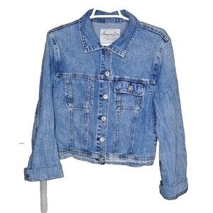 American Rag Cropped Jean Denim Jacket Junior's Size L